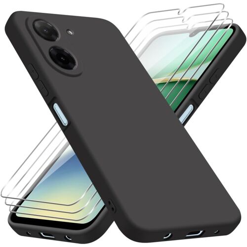 KALANKA-Coque pour Xiaomi Redmi A5 4G EU Version¿Pas pour 5G/4G Global Version¿ avec 3 Pièces Protection Écran en Verre Trempé, Noir Souple TPU Silicone Étui Housse pour Xiaomi Redmi A5 4G