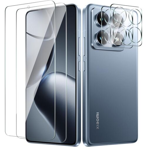 KALANKA-Protection Écran pour xiaomi 14T Pro, Contient 2 Protecteurs d'écran et 2 films d'objectif Film en verre trempé de dureté 9H, HD Transparent Anti-Rayures Installation Facile