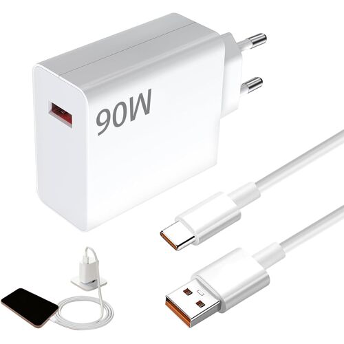 KALANKA-90W Super Fast Charger avec 6A USB-C Cable, Chargeur Rapider pour Xiaomi 15/14/13 Ultra, Redmi Note Series, POCO Models