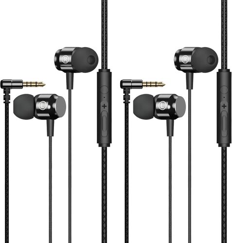 KALANKA-Écouteurs Intra-Auriculaires Filaires avec Microphone, 2 Écouteurs, Casque Audio de Haute Qualité, Compatible avec Tablettes, Ordinateurs Portables et Consoles de Jeu,ecouteurs Filaire