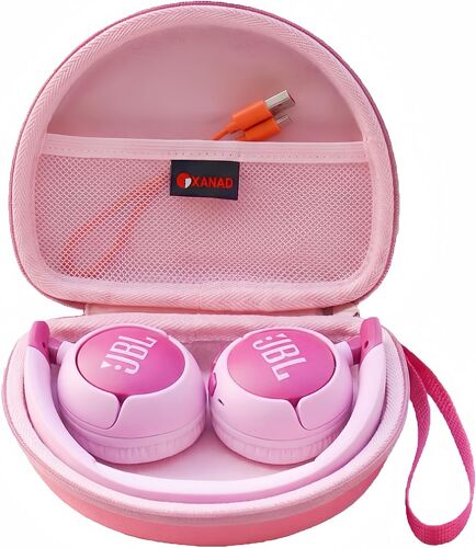 KALANKA-Etui pour Casque jbl Junior 320 BT / jr310bt / 320 Pochette Casque Audio bloothooh Sacoche sans Fil Pliable (Rose)