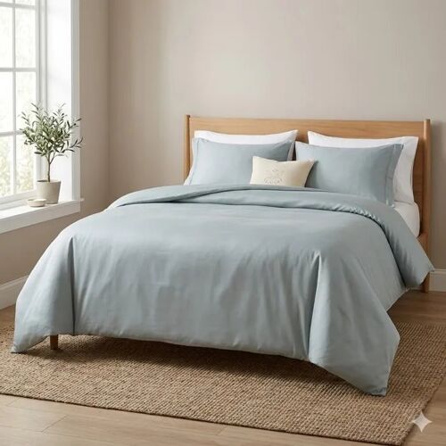 Housse De Couette En Percale De Coton 260 X 240 Cm Bleu Lagon