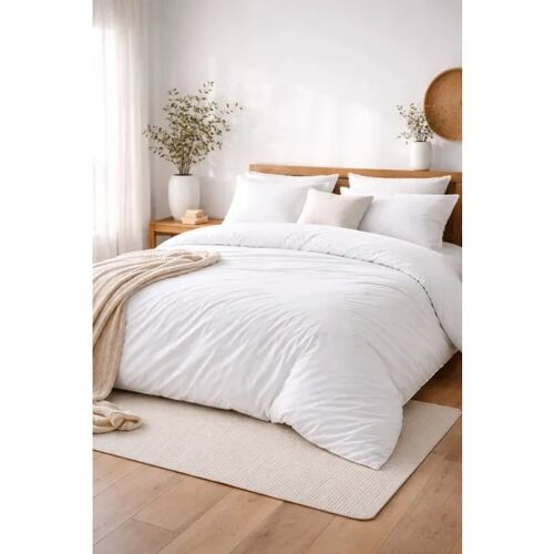 Housse De Couette En Percale De Coton 260 X 240 Cm Blanc