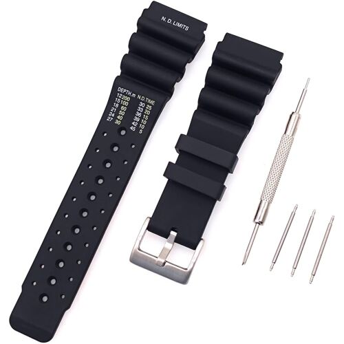 Kalanka-Bracelet Montre Remplacement En Silicone Noir 24mm Pour Seiko Prospex Marinemaster, Pour Citizen Promaster/Aqualand, Bracelet Plongée Sportif Et Étanche Pour Homme Avec Outil Démontage Bracel