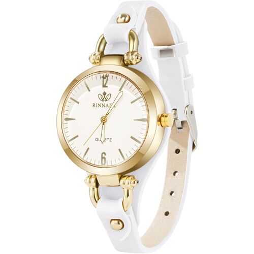 Kalanka-Montres Femme, Montre Bracelet En Cuir Fin Diamant Élégant, Montre À Quartz Analogique Mode Design Cadran Avec Grands Chiffres Arabes Cadeaux Classiques Pour Femme