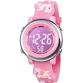 Kalanka-Montre Enfant Numérique Sport 30m Etanche Multifonction Électronique Montres 7 Couleur Led Rétro Eclairage Pour 3 Ans À 12 Ans Enfants Fille Garçon
