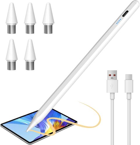 KALANKA-Stylet Tablette Stylet Universel pour Tablette Compatibilité iPhone/Samsung/Huawei/Xiaomi Stylos pour Écrans Tactiles avec 4 Pointes de Remplacement Rejet de Paume, Sensibilité à l'Inclinaiso