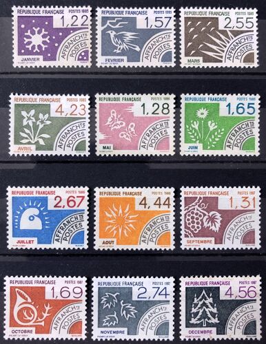 Série Préoblitérés Mois De L'Année - Impeccables N° 186 187 188 189 190 191 192 193 194 195 196 197 Neufs** Luxe (= Sans Trace De Charnière) - France Année 1985 - Brn83 - N34452