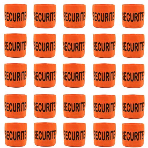 Lot De 25 Brassards Élastiques Marqués Securite - Orange Fluo