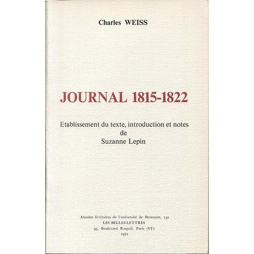 Journal - Tome 1, 1815-1822