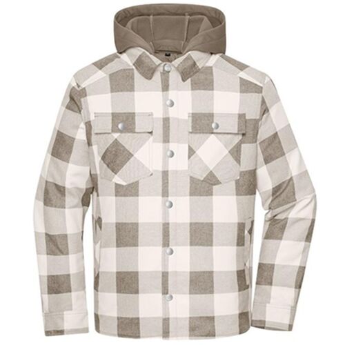 Veste Surchemise À Carreaux - Unisexe - Jn1872 - Marron Et Gris