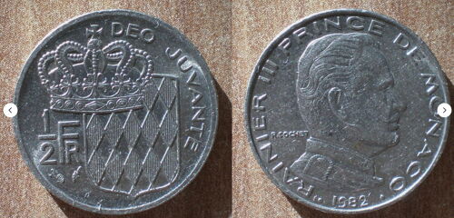 Monaco 50 Centimes 1982 Pièce 1/2 Franc