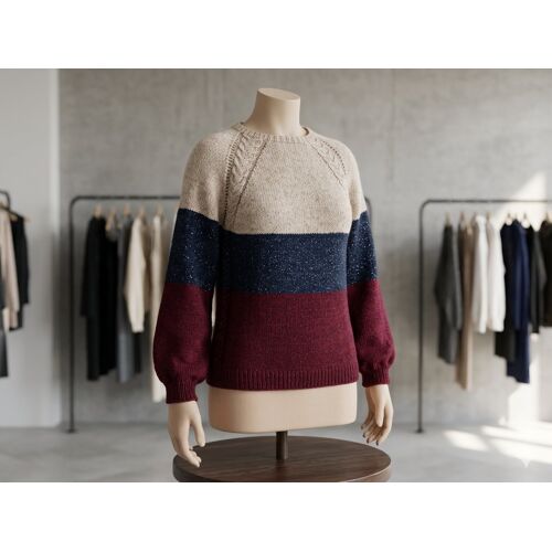 Pull 3 Couleurs Torsades Tricoté Main 38 Bergère De France Neuf