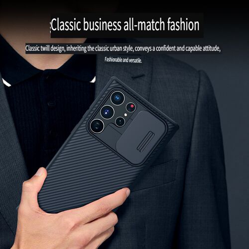 Coque pour Samsung Galaxy S22 Ultra,Camshield Pro Coque Avec Cache Camera,Coque SamsungS22 Ultra 5G 6,8 Pouces - Noir