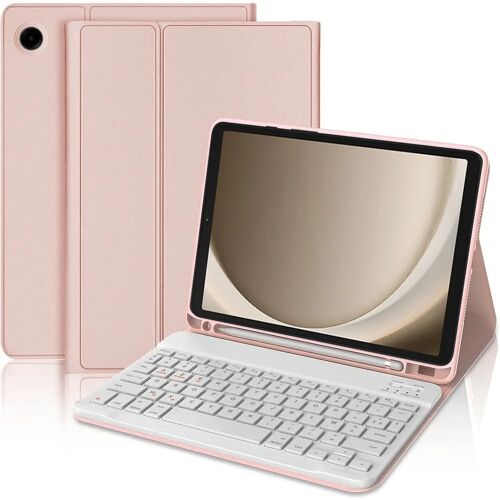Coque Clavier pour Samsung Galaxy Tab A11 Plus / A9 Plus, Cuir Synthétique Rose avec Clavier Bluetooth - E.F.Connection