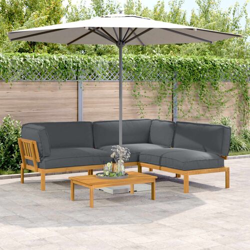 vidaXL Ensemble de Canapés Uni 4 pcs Anthracite Bois d'Acacia Massif