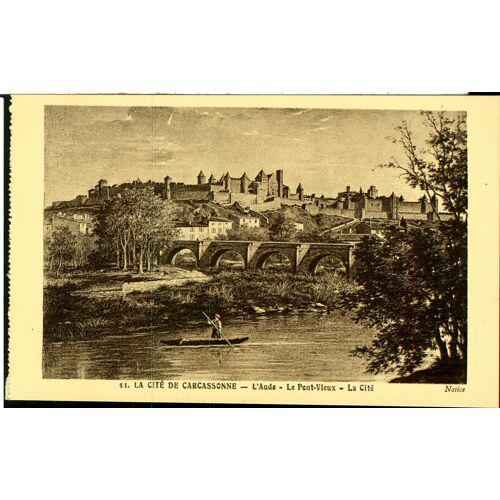 Carte Postale N°41, La Cité De Carcassonne, L'aude, Le Pont Vieux, La Cité, 1949