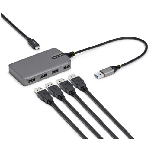 StarTech.com Hub USB-A 4 Ports, 5 Gbps, Alimenté par Bus, Hub USB-A vers 4 Ports USB-A avec Entrée d'Alimentation Auxiliaire USBC, Câble Hôte de 30 cm, Hub USB Portable pour PC de Bureau/Portable