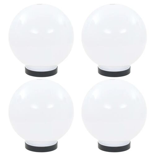 Lot De 4 Lampes À Led Sphériques Lumineuses Décoratives Jardin 20 X 20 X 20 Cm En Pmma Blanc Helloshop26 02_0046382