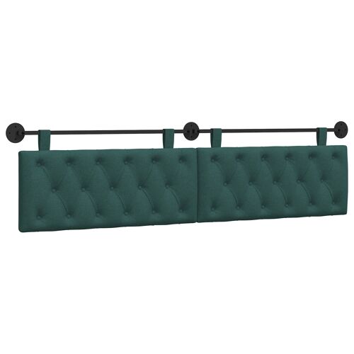 vidaXL Tête de lit suspendue Vert foncé 210 x 55 x 7 cm tissu