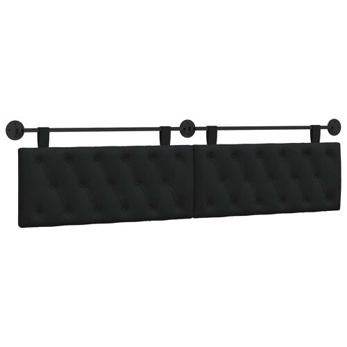 vidaXL Tête de lit suspendue Montage mural Noir 210 x 55 x 7 cm tissu