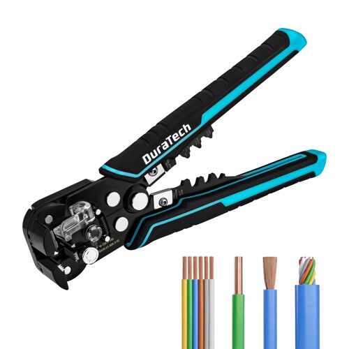 Pince a Denuder Automatique DURATECH 3-en-1, Pince a Denuder Multifonction avec Coupe-Cables et Sertissage, Denudage 22¿7 AWG/Sertissage 22¿10 AWG, Outil a Denuder pour Electriciens, Maintenance, DIY