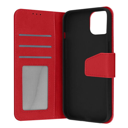 Housse Apple iPhone 13 Cuir premium Porte-carte Fonction support Vidéo rouge