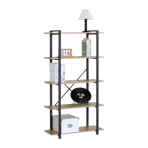 Etagère 5 rangements 150 cm bois et noir TYDO