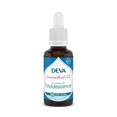 Compte Gouttes Emotions De L'ado Sans Alcool - Composé Floral N° 12 Bio Deva - 30 Ml Complement Tonus - Complement Vitalite 