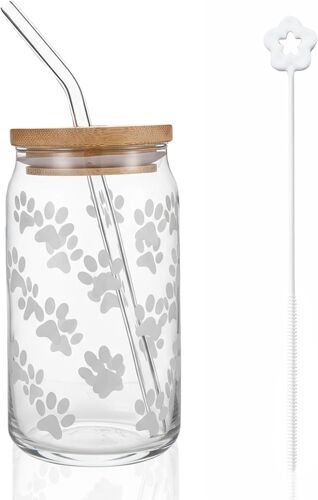 Kalanka-Verre À Eau Avec Couvercle Et Paille, 500 Ml Gobelet En Verre, Verres Avec Paille, Tasse À Jus, Tasse À Café, Pour Café Glacé, Smoothie, Lait, Jus