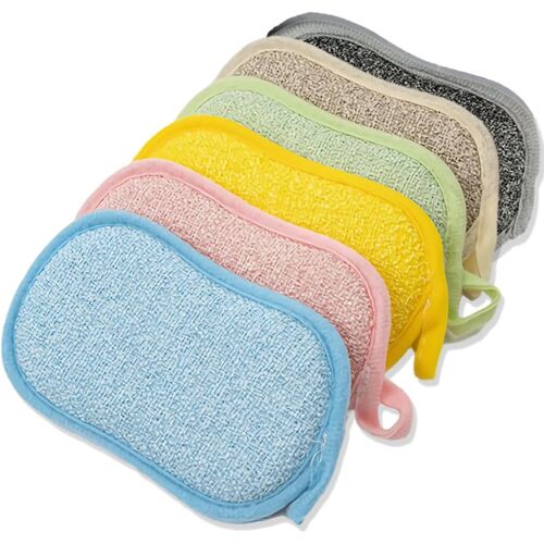 KALANKA-6 Pièces Éponges Lavable,Reutilisable Lavable Vaisselle en Microfibre,Éponges Vaisselle Doubles Durable, 15cm x 9cm,pour Cuisine Plaques Poêles Salle de Bain Lavable en Machine