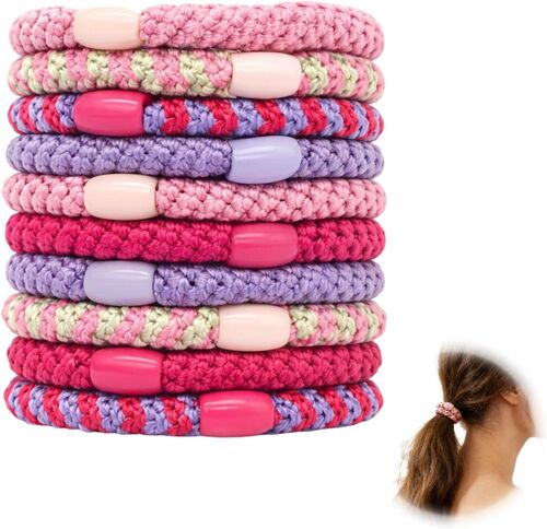 Kalanka-Lot De 10 Élastiques À Cheveux Multicolores Pour Femme, Chouchous À Cheveux Elastiques, Élastiques Pour Femmes, Filles, Enfants, Pour Cheveux Épais Et Bouclés