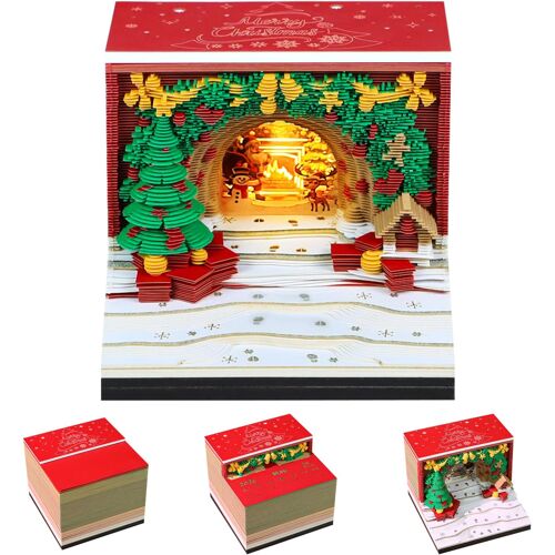 Kalanka-2026 Calendrier 3d De Bureau, Bloc Note 3d D'art À Déchirer, Déchirable Calendrier Con Lumière, 3d Papier Sculpture Memo Pad, Décoration Diy De Bureau À La Maison (Arche De Noël)
