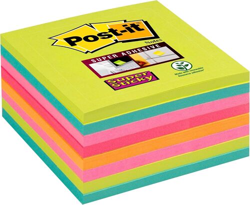 Kalanka-Post-It Notes Autocollantes Super Sticky, Pack De 8 Blocs, 76 Mm X 76 Mm, 45 Feuilles Par Bloc - Feuillets Super Adhésifs Pour Prise De Notes, Listes De Tâches Et Rappels