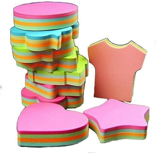 Kalanka-Feuillets Autocollants, Autocollants Auto-Adhésifs Amovibles - 6 Plaquettes Par Paquet - 100 Feuilles Par Pad -Per Pad 4 Couleurs - Paquet 6 Formes Différentes À L'intérieur-76mm X 76 Mm