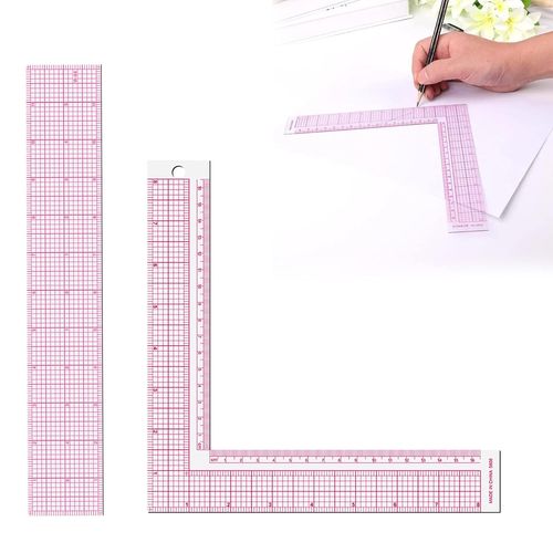 KALANKA-Couture,Regle couture,Routure accessoires mercerie,Règle pour Tailleurs Carrée L-Forme Régler Règle d'Angle et de Mesure de Couture, Convient à la Coupe de Modèles de Vêtements, 2PC