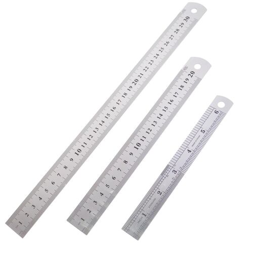 KALANKA-3 Pièces Stainless Steel Ruler, Règles Métalliques en Acier Inoxydable, Règle 15 cm, 20 cm, 30 cm, Double Face avec Échelle Impériale et Métrique, Règle de Couture et Mesure Durable pour Bure