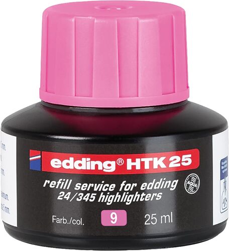 Kalanka-Edding Htk 25 Recharge D'encre - Rose - 25 Ml - Avec Système Capillaire, Idéal Pour Recharger Proprement Et Simplement Les Surligneurs Edding E-345 Et E-24