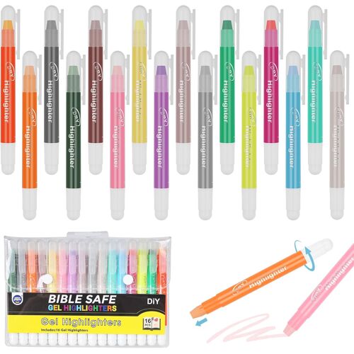 Kalanka-Lot De 16 Surligneurs De Couleur Pour La Bible - 16 Couleurs Différentes - Surligneurs En Gel - Marqueurs Bibliques Pour Écrire, Prendre Des Notes Et Dessiner À L'école, Au Bureau Et À La