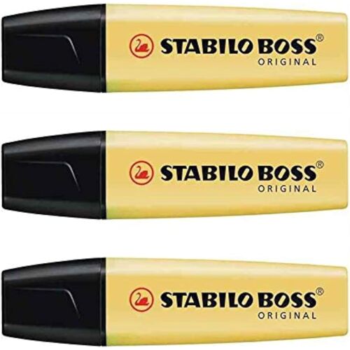 Kalanka-Lot De 3 Surligneurs Boss Original Pastel Pte Biseautée 2-5 Mm Jaune Pastel
