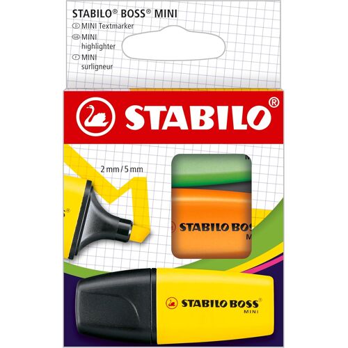 Kalanka-Boss Mini - Mini Surligneur Fluo - Etui Carton X 3 Surligneurs - Jaune + Orange + Vert