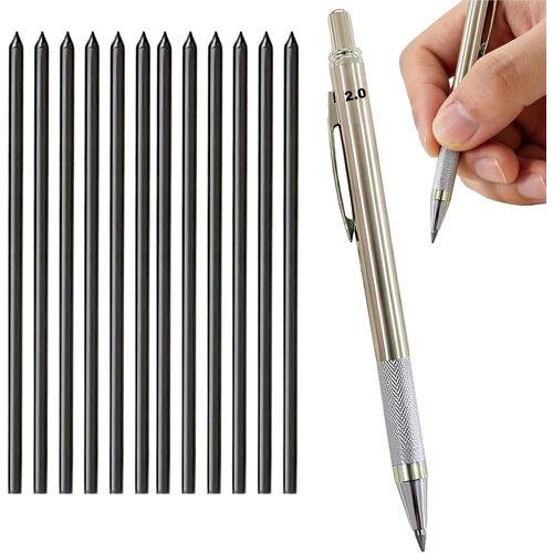 Kalanka-Porte-Mine 2 Mm Métal, Avec 12 Mines 2b De Rechange Et Taille-Crayon Intégré, Design Ergonomique Et Confortable, Idéal Pour Les Artistes, Enseignants Et Étudiants, Usage Professionnel Et Créa