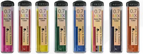 Kalanka-Lot De 8 Mines De Porte-Mines De 0,7 Mm 7 Couleurs, 240 Mines Au Total Avec Notes Adhésives Ecology
