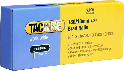 KALANKA-Tacwise 0393 Clous de Finition Type 18G/ 13 mm - 5000 Unités, Argent