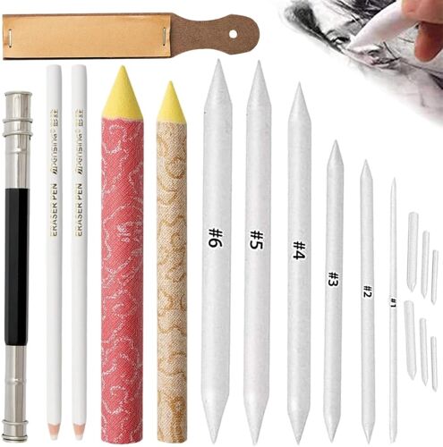 Kalanka-Lot De 18 Estompes En Papier Pour Dessin, Tortillons De Mélange Artiste, Outils De Smudge Pour Fusain, Pastel, Graphite, Crayon, Accessoires Dessin Sketche