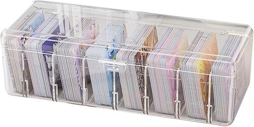 Kalanka-Boîte De Rangement Pour Cartes, 24,8 X 10 X 7,5 Cm - Organiseur Transparent Avec Diviseurs Amovibles, Parfait Pour Cartes De Révision, Carte De Visite, Notes Et Carte De Collection