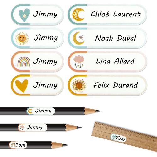 Kalanka-160 Étiquettes Personnalisées Autocollantes, Autocollants Nom Prénom, Différentes Tailles Boho Étiquete Prénom Autocollant Peut Être Utilisé Pour Marquer Livres, Stylos, Verres À Boire
