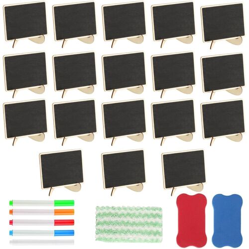 Kalanka-Lot De 18 Petits Tableaux À Craie Avec Support - Mini Tableaux Noirs - Étiquettes De Prix - Buffet - Mariage