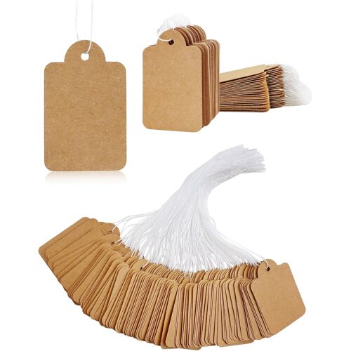 Kalanka-500 Pièces Etiquette Prix Etiquette Kraft Avec Ligne 2.8 * 4.5 Cm,Étiquette Prix Pour Vêtements Vide Pour Écrire Pour Les Présentoirs De Bijoux,De Vêtements Et Les Marchés Aux Puces(Brun)