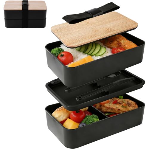 Kalanka-Bento Lunch Box 1200 Ml Boite Repas Compartiments Hermétique 2 Étages Bento Japonais Design Avec Couverts Pour L'école Le Bureau